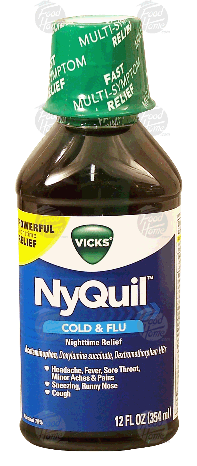 Vicks NyQuil cold & flu nighttime relief liquid, acetaminophen, doxylamine, dextromethorphan Full-Size Picture
